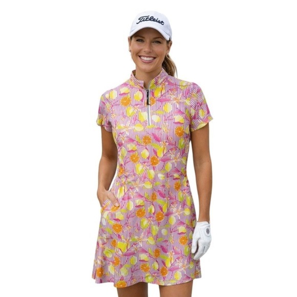 Tail Dresses & Skirts - Tail Activewear Women's Citrus Print Short Sleeve Golf Dress Size S